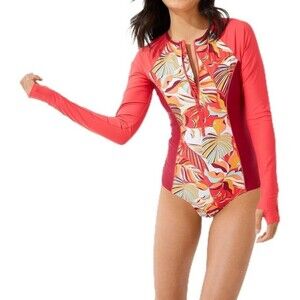 NWT Coolibar Escalante Long sleeve Zip One Piece Swimsuit XL Rash Guard UPF 50+